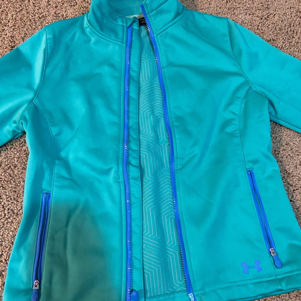 Teal and purple Under Armour wind breaker
